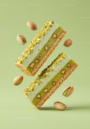 Delicate pistachio cream bars with crunchy nuts