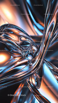 Futuristic Abstract Metallic Swirl with Reflective Surfaces
