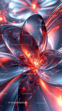 Abstract Digital Art with Glowing Red and Blue Fluid Shapes