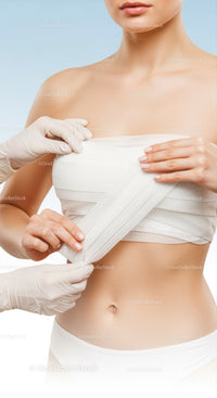 Woman Receiving Medical Bandage Application with Healthcare Professional