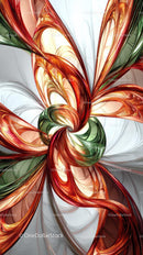 Vibrant Swirling Abstract Fractal Art with Red, Orange, and Green Tones