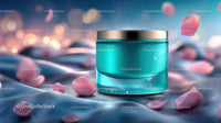 Luxury Cosmetic Jar Surrounded by Delicate Rose Petals