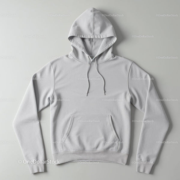 Minimalist White Hoodie Laid Flat on Gray Surface JPG Mockup Image