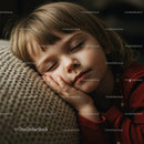 Peaceful toddler sleeping on cozy knitted blanket