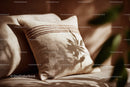 Beige Linen Throw Pillow with Textured Design for Living Room