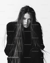 Intense Black and White Portrait of a Confident Woman