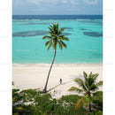 Lonely Traveler on a Tropical Beach Under a Palm Tree