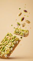 Nut and Pistachio Energy Bar Breaking Apart with Nuts