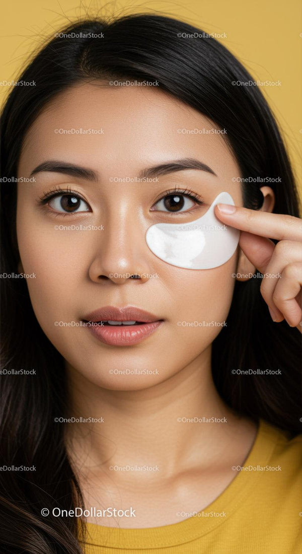 Young Woman Applying Eye Mask for Skincare Routine
