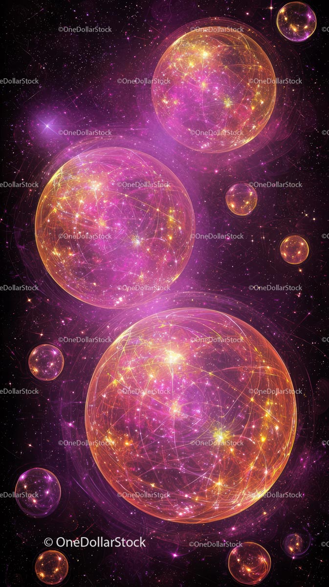 Vibrant Cosmic Spheres and Nebulae in a Futuristic Space Scene