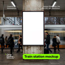 editable PSD mockup for Train station display