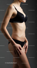 Elegant Black Bra and Lingerie on Model in Studio with Soft Lighting