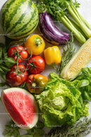 Fresh Garden Vegetables and Fruits with Bright Summer Colors