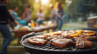 Juicy Grilled Meat on Charcoal BBQ for Outdoor Summer Gathering