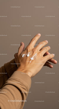 Close-Up of Hand Applying Moisturizing Cream for Skin Care