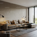 Modern Beige Sofa with Cushions and Natural Light in Living Room