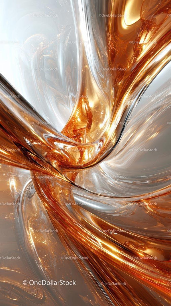 Elegancki Metaliczny Abstrakt z Miedzianymi i Srebrnymi Zawijasami