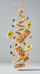 Spiral of Healthy Granola Bars with Seeds and Banana Chips
