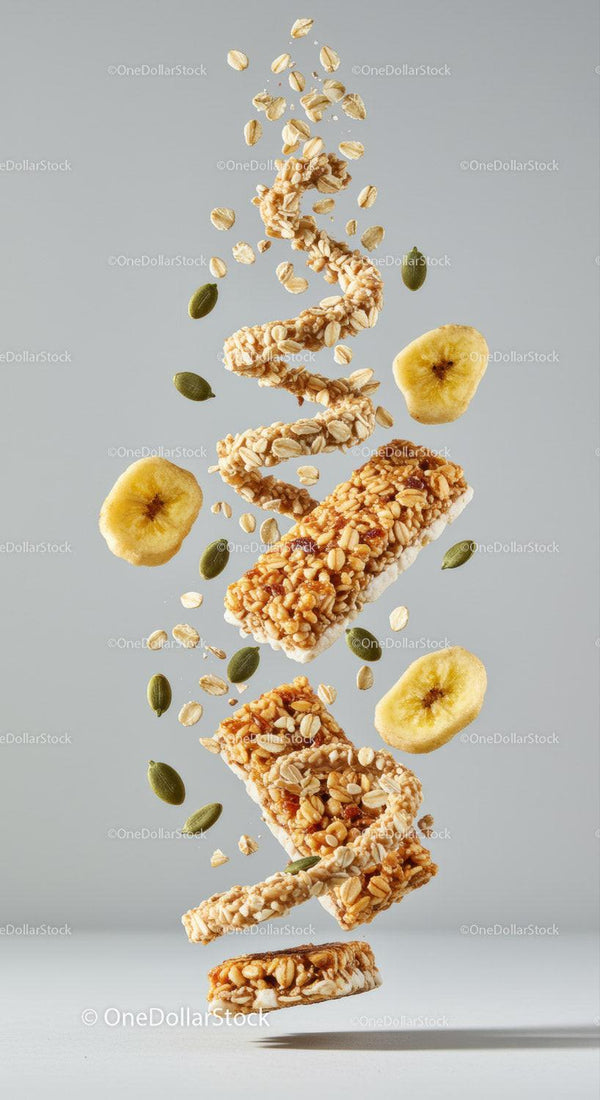 Spiral of Healthy Granola Bars with Seeds and Banana Chips