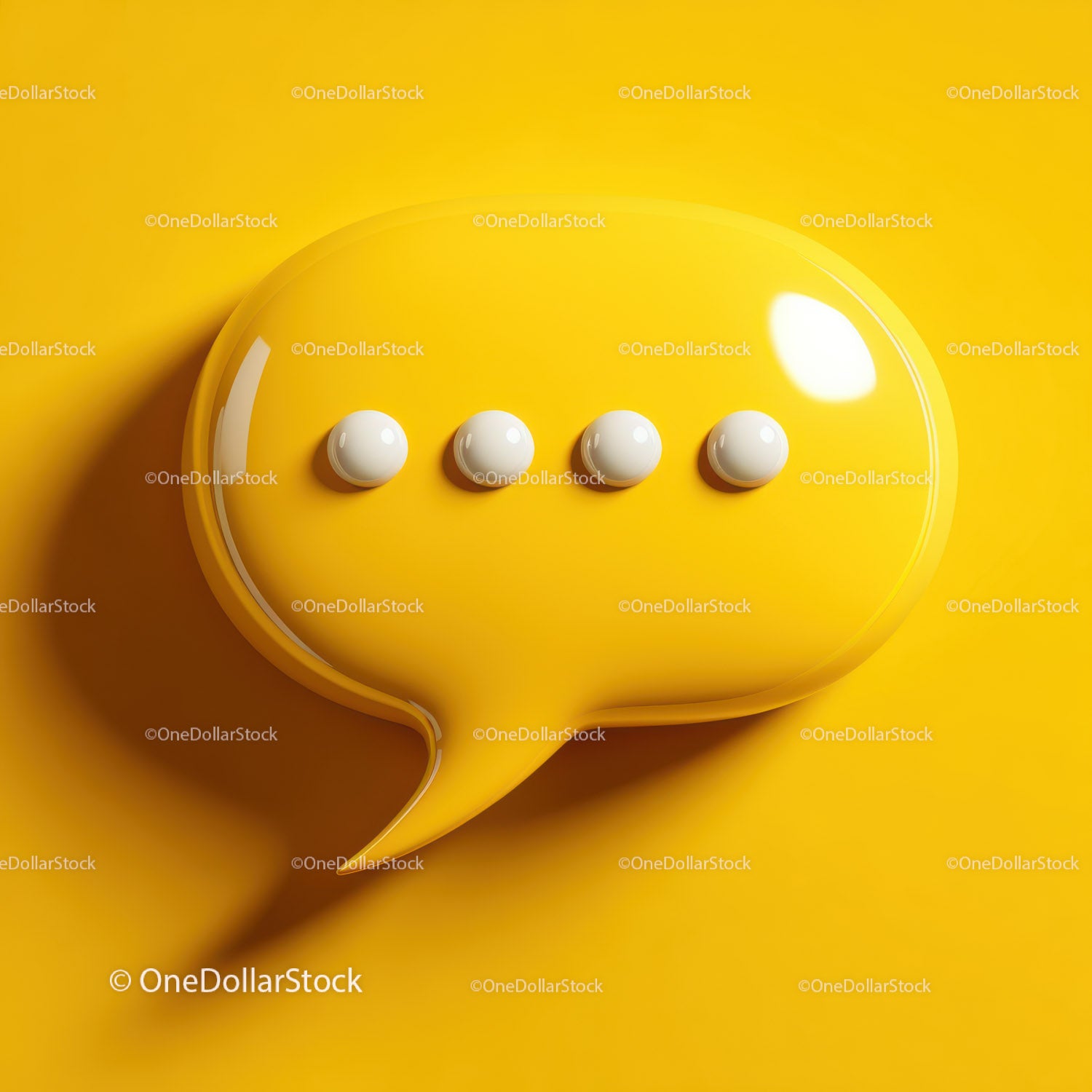 Modern Speech Bubble with Yellow Buttons on Bright Yellow Background