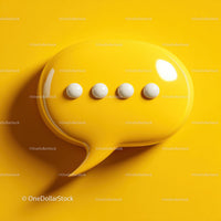Modern Speech Bubble with Yellow Buttons on Bright Yellow Background