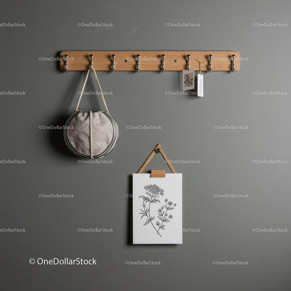 Modern Wall Hook Rack with Hooks for Bags and Keys in Grey Interior