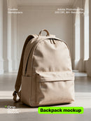 editable PSD mockup for Beige backpack logos