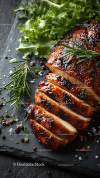 Herb-Garnished Grilled Chicken Breast with Fresh Greens