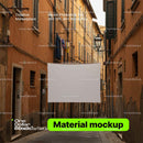 editable PSD mockup for Material hanged between buildings