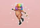 Colorful Cartoon Bull with Rainbow Hair in Funky Streetwear