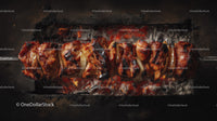 Juicy grilled chicken skewers with onion on barbecue