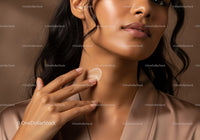 Close-up of Woman Applying Moisturizer on Her Neck for Healthy Skin