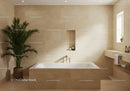 Modern Bathroom with Beige Tiles and Indoor Plant for Relaxing Retreat
