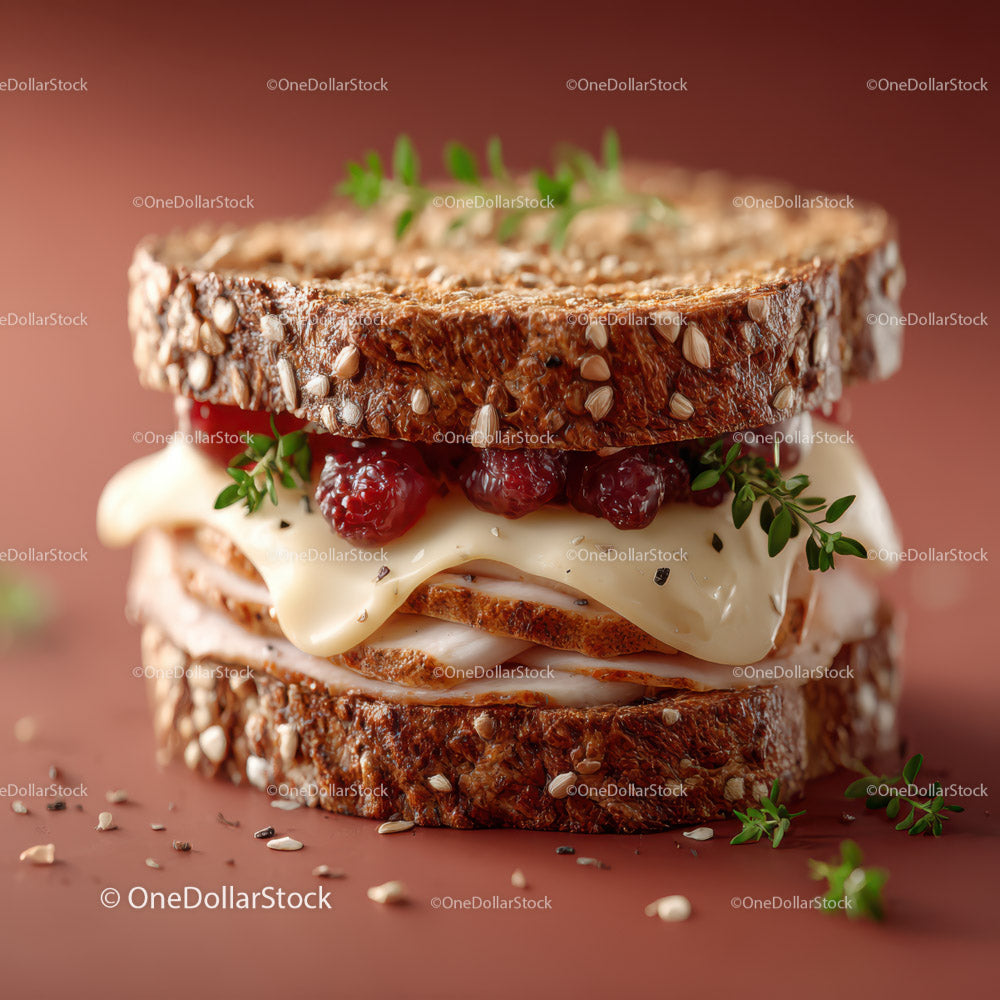 Kanapka z pełnego ziarna gourmet z serem, jagodami i ziołami