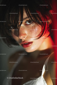Dramatic Close-Up of a Beautiful Woman with Intense Expression