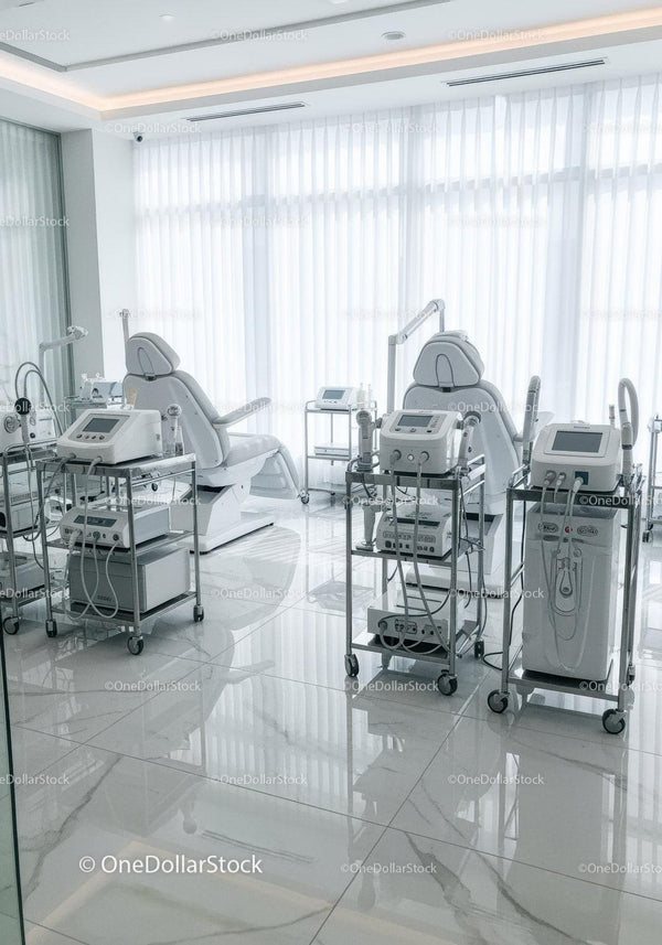 Modern Hospital Room with Advanced Medical Equipment and Treatment Beds