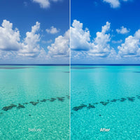 Before and after Ocean LUT Pack effect
