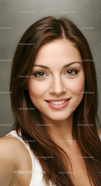 Bright-eyed woman with vibrant smile in portrait