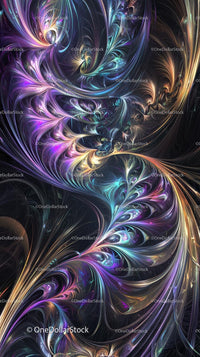 Colorful Swirling Fractal Art with Neon Lights and Cosmic Patterns