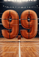 Basketball Styled Number 99 on Indoor Court