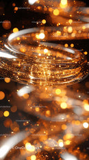 Golden Light Sparks with Glittering Metal Swirl in Dynamic Motion