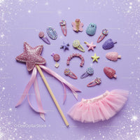 Sparkling fairy wand and pastel hair accessories set