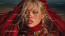 Vibrant Fashion Portrait of a Woman with Blue Eyes and Gold Jewelry