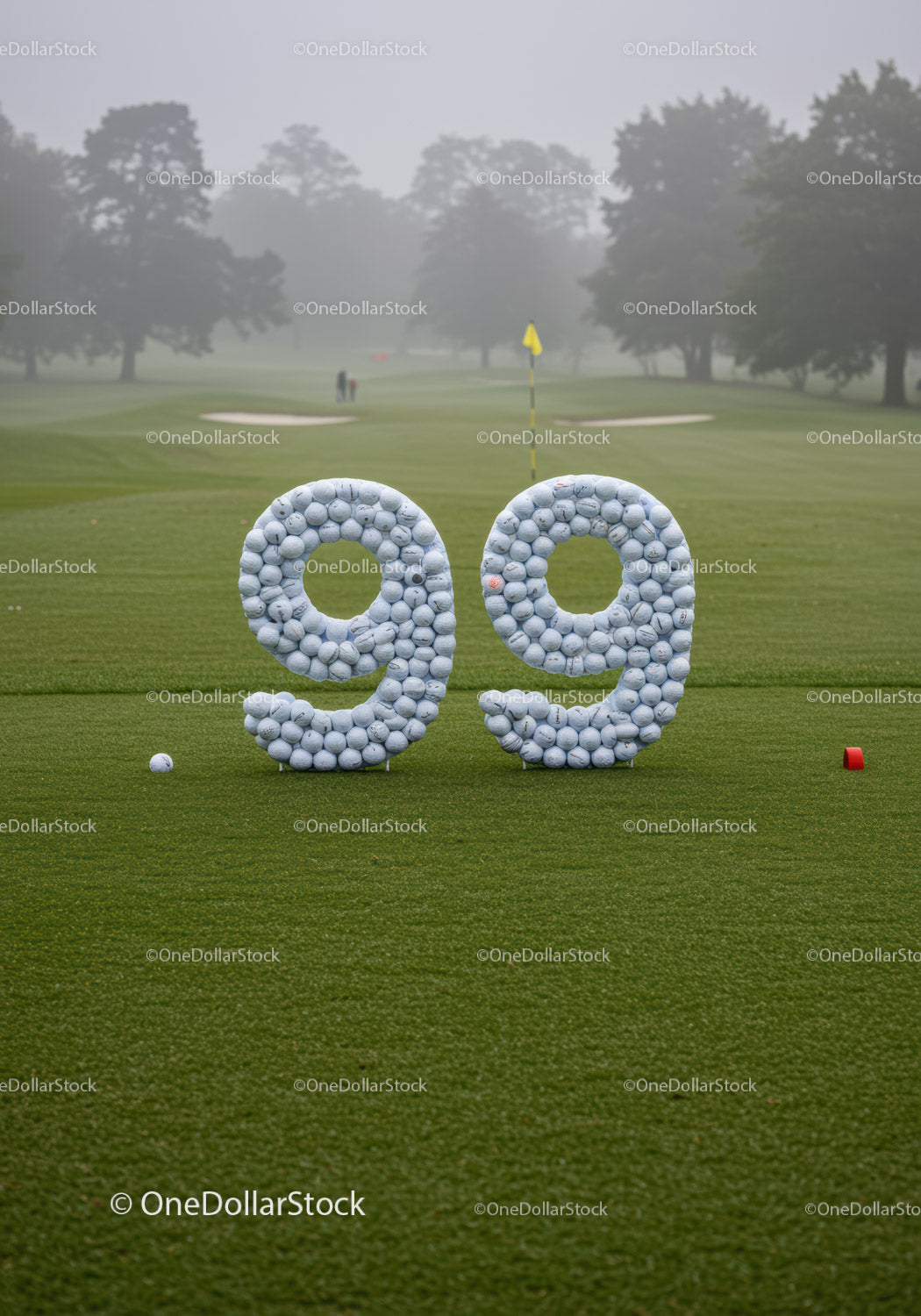 Wyświetlacz numeru dołka pola golfowego dziewięćdziesiąt dziewięć