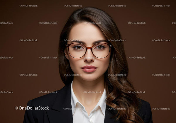 Elegancka Bizneswoman w Stylowych Okularach na Profesjonalnym Portrecie