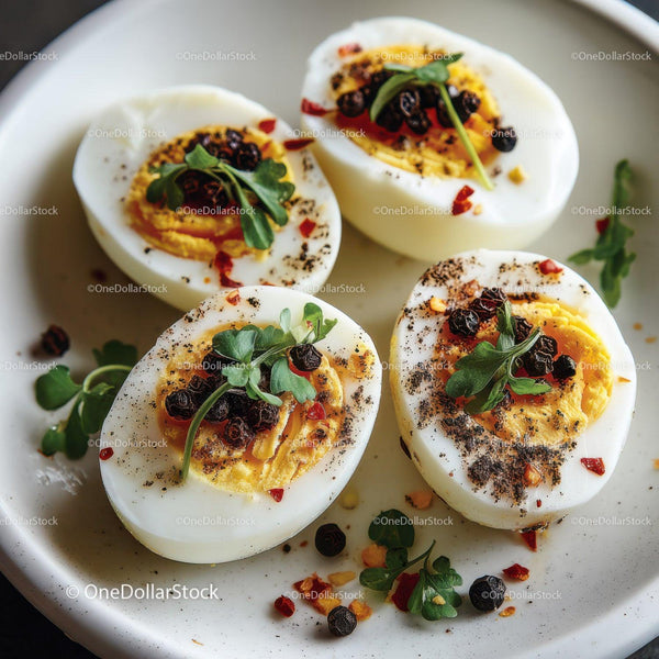 Gourmet Deviled Eggs with Fresh Herbs and Berries