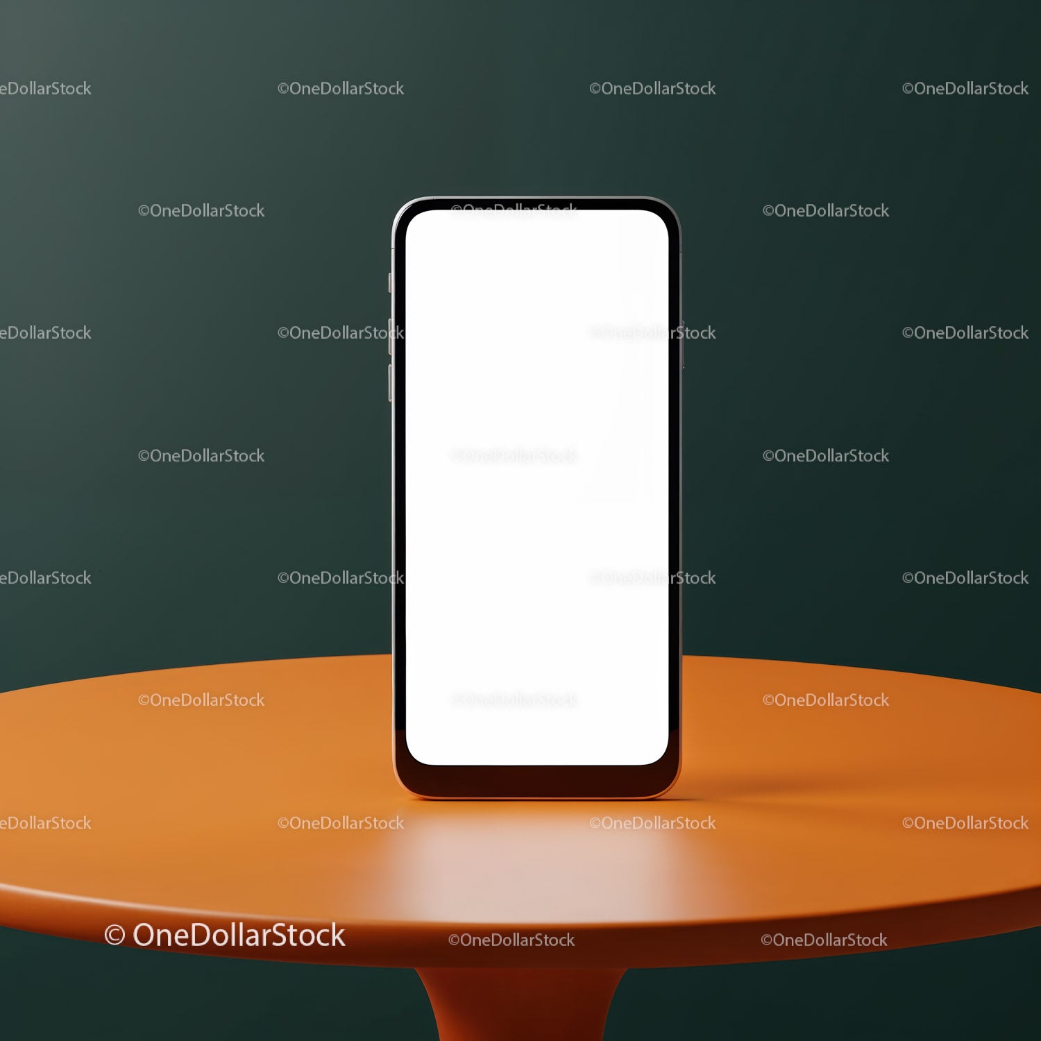 Nowoczesny smartfon z pustym ekranem na pomarańczowym stole