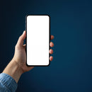 Hand Holding Smartphone with Blank White Screen