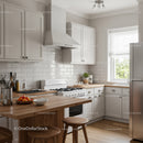 Bright Modern Kitchen with White Cabinets and Wooden Countertop