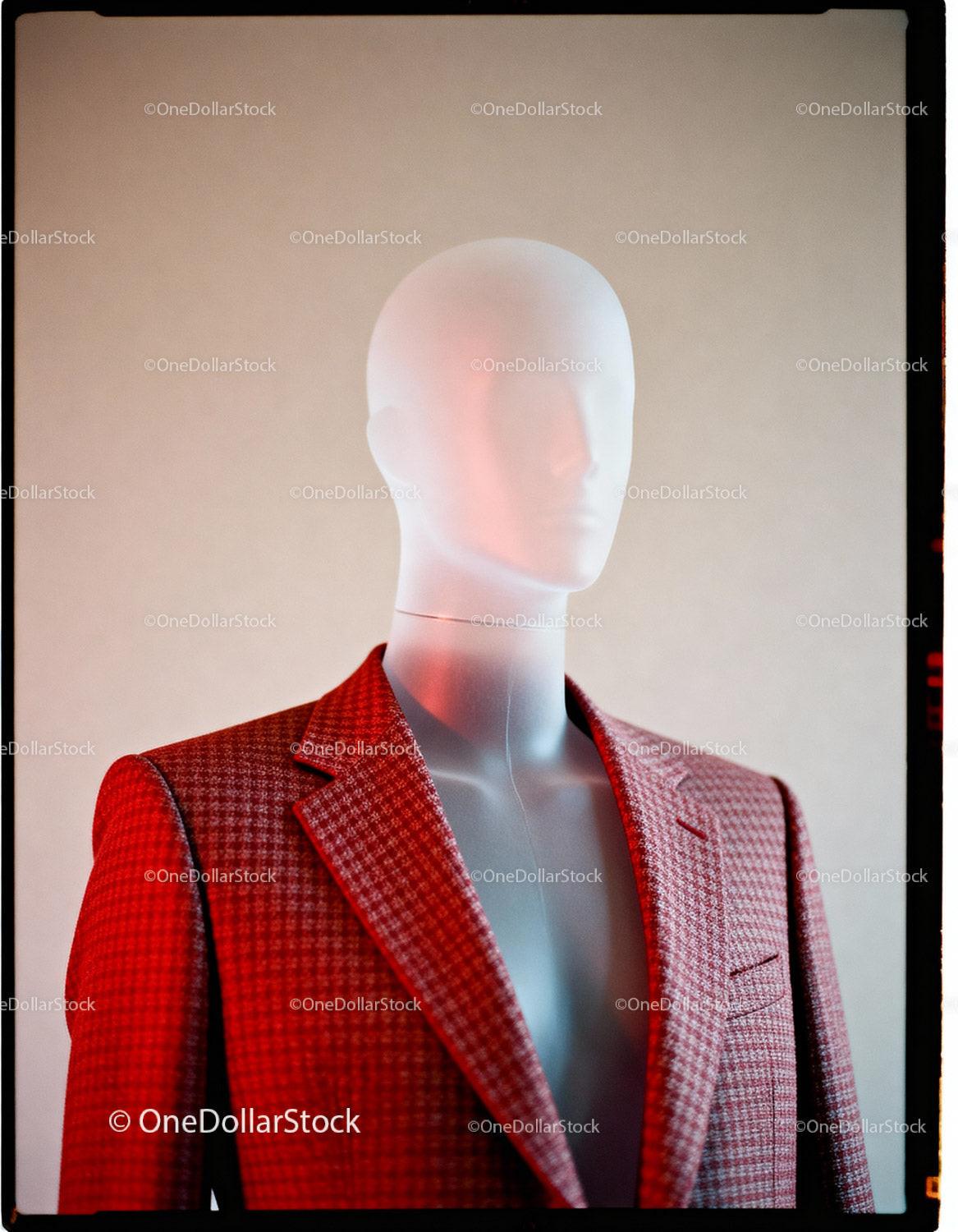 Minimalist Mannequin Wearing Red Checked Blazer